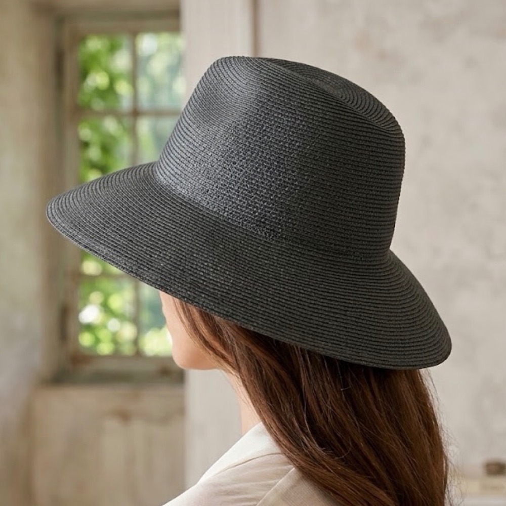Eric Javits Black Squishee Packable Sun Hat Size Small Round Crown Down-Brim
